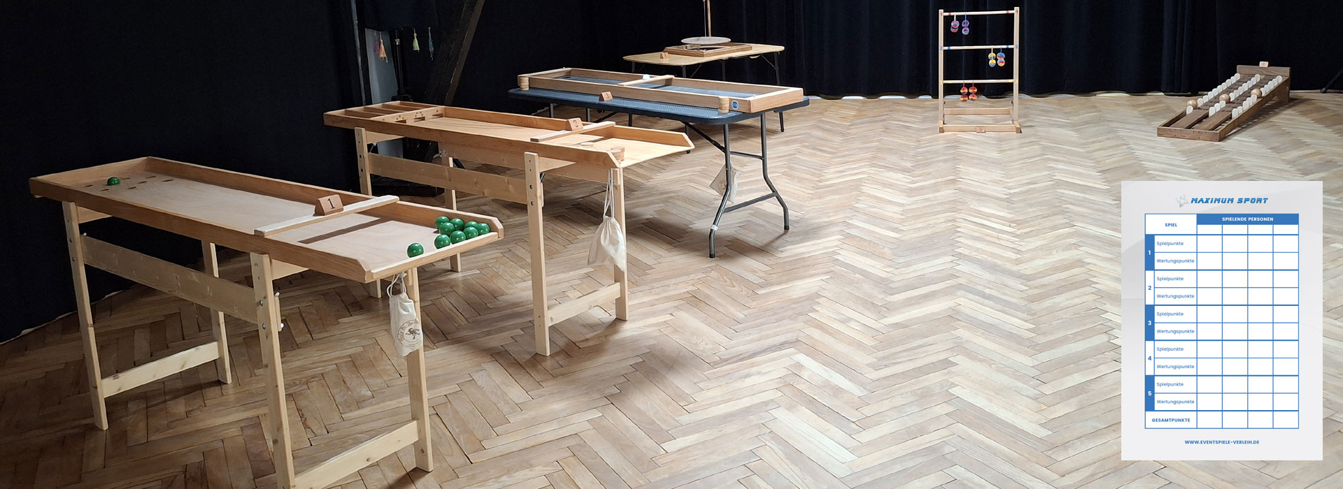 <small></noscript>Eventspiele Verleihservice</small>Durch eine Spielkarte sind alle Spiele kombinierbar!